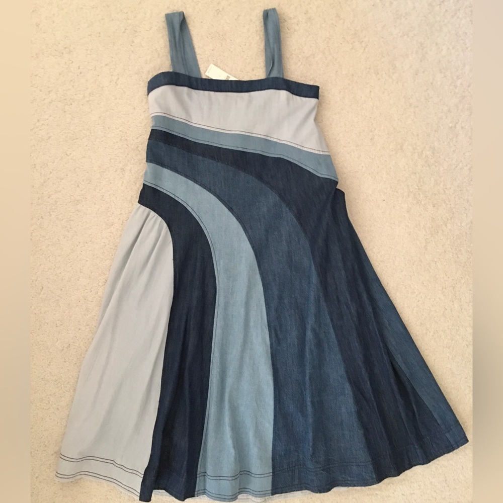 🆕 PILCRO Seamed Smocked Denim Midi Dress S - Picture 4 of 7